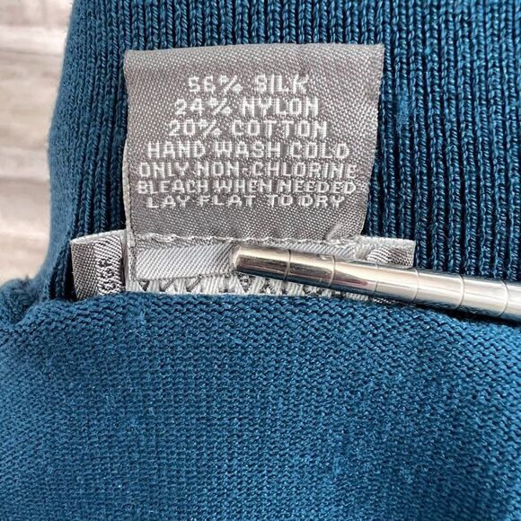 Ann Taylor Silk-Blend Longsleeve Dark Turquoise, Peacock BlueTurtleneck Sweater - Picture 6 of 8